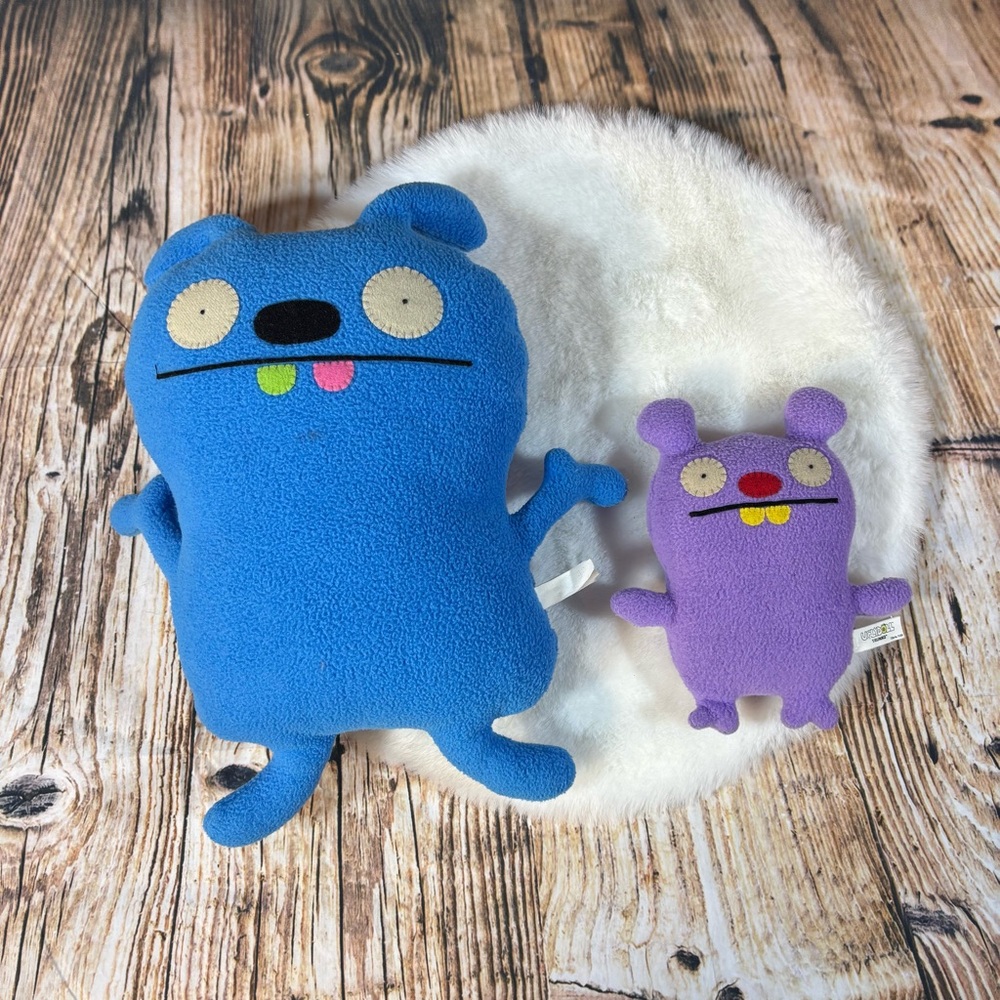UGLYDOLL Bundle Of 2; 14” Blue 2010 & 8” Purple 2008 Rare UGLY DOLL